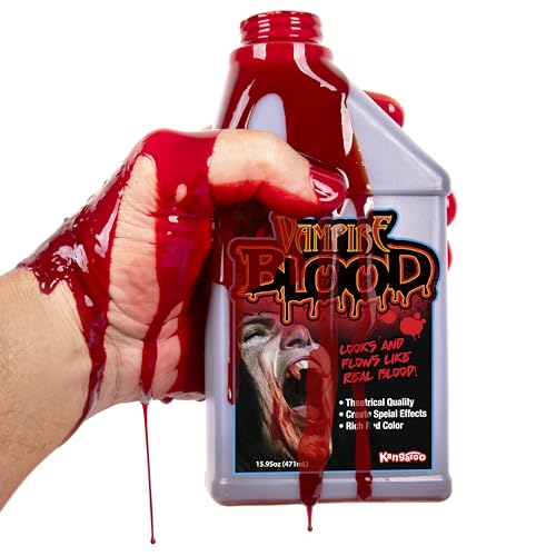 Kangaroo Halloween Fake Blood for Clothes - Liquid Washable Fake Red Fluid for Zombie Vampire Costumes Accessories Cosplay Adults and Kids Theatrical Fake Blood – Safe, Non-Toxic Halloween Makeup Prop
