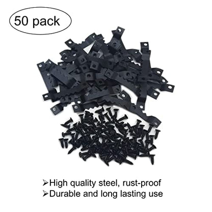 50 Pack Small Sawtooth Picture Hangers - Steel Picture Hanging Solutions with Screws, for Hanging Clock Paintings Artwork Frame Hooks (Black) - color: Small Black-50 Pack