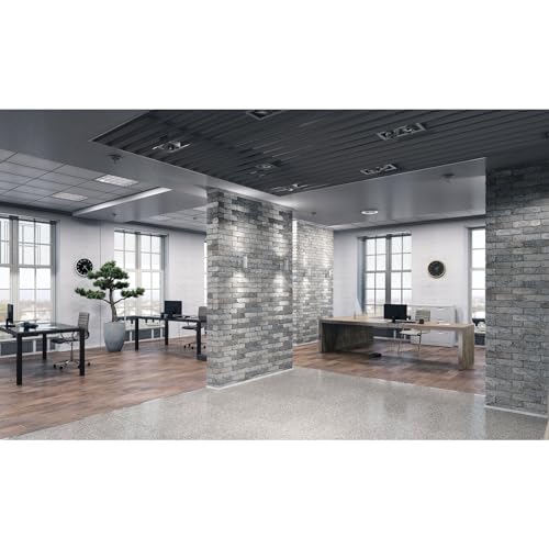 Modern Office Background for Video Conference Business Office Backdrop Interior Brick Wall Windows Virtual Offices Scene Photography Background Live Video Zoom Calls Backdrop Props 5x3ft - color: Gray, size: 5x3ft