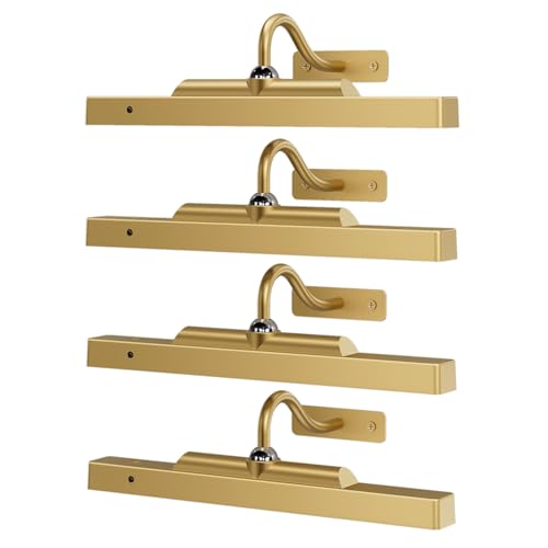 4 Pack Art Light Set, 12" Wireless Battery Picture Lighting, Remote Control Timer 3 Color Temps for Bedroom,Hallway, Museum (Antique Gold) - color: Antique Gold, size: 12IN-4pack