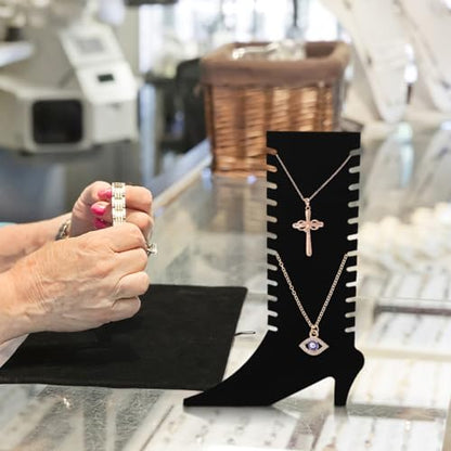 Sewroro Foldable Jewelry Display Stand Shoes Shaped Necklace Holder Organizer for Necklaces Bracelets Pendant Display Jewelry Store Photography Prop