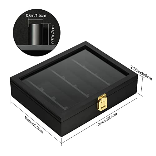 TJ.MOREE Championship Ring Display Case, 9 Posts Baseball & MoreDisplay Case, 8x10 Wall Mount Wooden Glass Shadow Box with Locks - Black - color: 9 Posts-black-rectangle