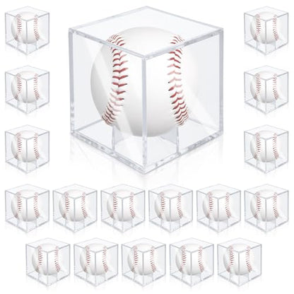 18 Pack Baseball Display Case,UV Protected Acrylic Boxes for Display, 3.15in Autographed Baseball Clear Display Case Cube, Baseball Display Case for Memorabilia Baseball for Official Size Ball