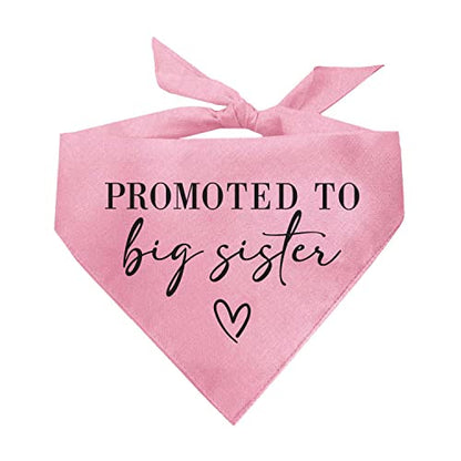 Promoted to Big Sister Dog Bandana | 100% Cotton Adjustable Triangle | Pregnancy Announcement Photoshoot Prop | New Baby Made in USA | Baby Pink X-Small (692) - color: Baby Pink, size: X-Small