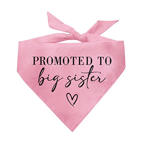 Promoted to Big Sister Dog Bandana | 100% Cotton Adjustable Triangle | Pregnancy Announcement Photoshoot Prop | New Baby Made in USA | Baby Pink X-Small (692) - color: Baby Pink, size: X-Small