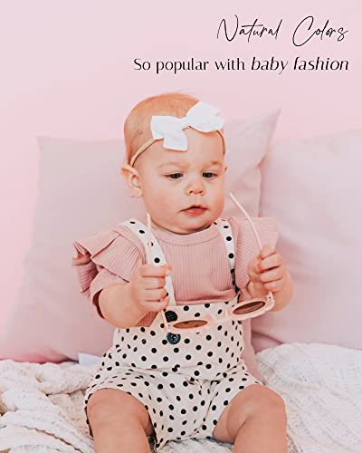 jollybows 30pcs Baby Girls Nylon Hair Bows Headbands Linen Bands Elastic Accessories for Kids Infants Newborn (3-30 PCS Solid Linen) - color: 2- 30PCS baby headbands