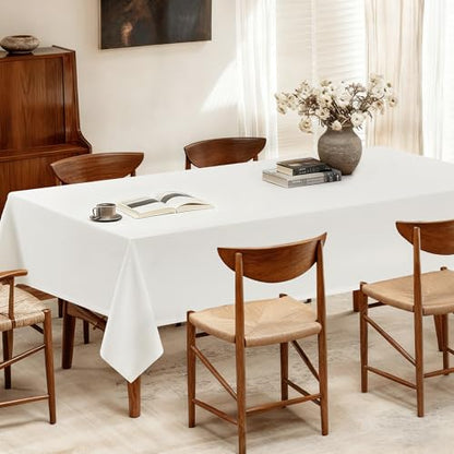 Natural Linen Square Tablecloth Neutral Wrinkle-Proof Faux Burlap Table Clothes for Dining 55 x144 - color: Natural, size: 55" x 144" (Rectangular)