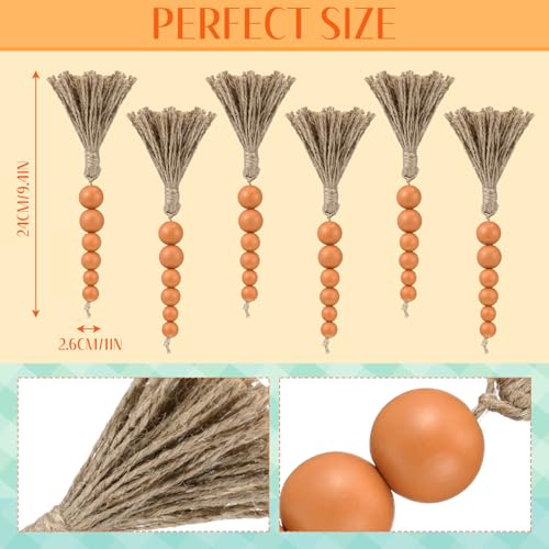 Kathfly 6 Pcs Easter Wooden Bead Carrots Decorations 9.45 Inch Artificial Easter Carrot Ornaments Basket Fillers Tiered Tray Table Decor Farmhouse Spring Party Favors Supplies Photo Props