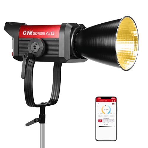 GVM SD700B 700W Led Video Light, Studio Light with Bowen Mount, 29100 lux/m Photography Lighting kit with Standard Cover, Continuous Output Studio Lighting for Films, Broadcasts, CRI 97+, 2700-6800K - size: 700W