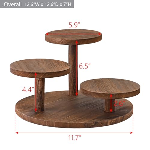 Ikee Design 3-Tier Wooden Display Riser for Jewelry, Wooden Jewelry and Figurine Display Risers, Wood Riser for Decor, Multilevel Stand for Action Figures and Home Decor, Brown Color - color: Brown, 3-Tier
