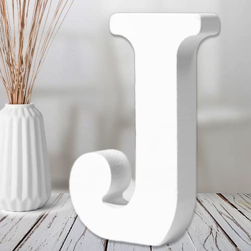 AOCEAN 6 Inch White Wood Letters Unfinished Wood Letters for Wall MAGA Decorative Standing Letters Slices Sign Board Decoration for Craft Home Party Projects (J) - style: J