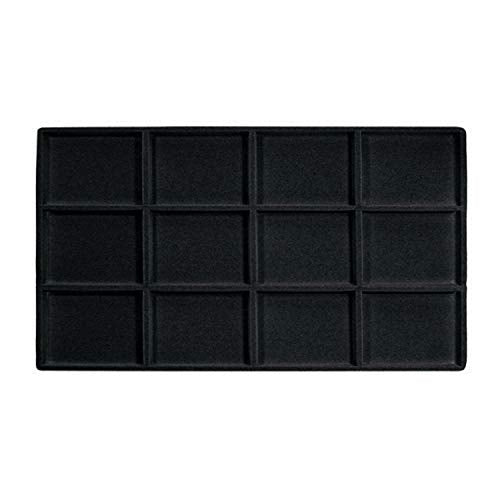 RJ Displays 2 Pack Black Jewelry Tray Organizer, Pendant and Charm Display Tray Inserts, Flat Jewelry Organizer for Drawer, Jewelrys Storage for Chains and Accessories (12 Slot)