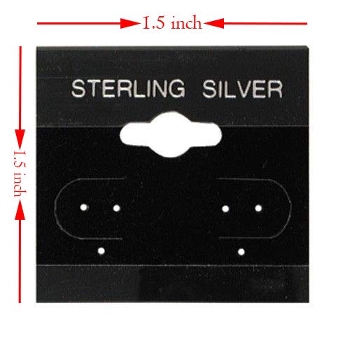 The Display Guys 100-pc Earring Cards for Selling - Jewelry Hanging Earring Display Cards, Earring Holder Cards (Black Flocked Velvet w/Sterling Silver Label, 1.5 x 1.5) Fit 3 Pairs - color: Black Velvet Sterling Label, size: 1.5" X 1.5"