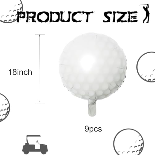 HILAVO 9PCS Golf Balloons - 18Inch Sports Aluminum Foil Balloons for Golf Themed Party Hole In One Birthday Sports Graduation Party Supplies - color: Golf Ball