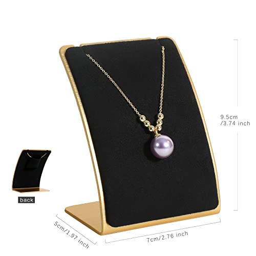 Black Necklace display stand, Velvet Jewelry necklace display holder for selling, small metal earring neck storage organizer, online jewelry photography props【Black】 - color: black