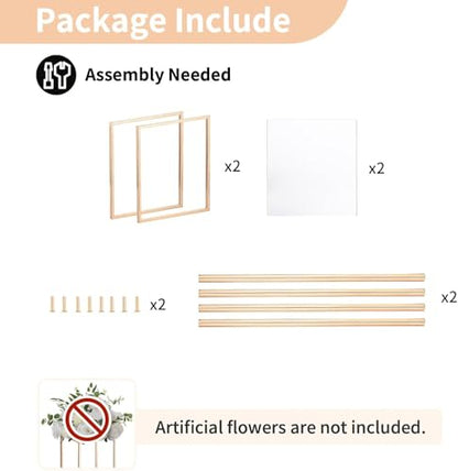 Nuptio 2 Pcs Metal Flower Floor Vase Column Flower Stand Geometric Centerpieces Vase for Tables, 15¾ inch Tall Gold Flower Holder for Home Party Wedding Decorations, Rectangular Flower Display Rack - size: 15¾" H x 2 Pcs