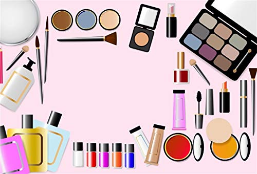 Leyiyi 9x6ft Make Up Products on Table Backdrop Cosmetic Fashion Ladies Lipsticks Brushes Beauty Shop Skin Care Photography Background SPA Henna Party Bridal Shower Vlogger Photo Studio Vinyl Prop