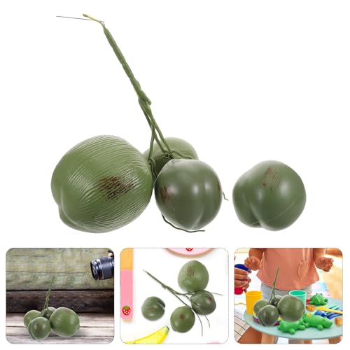 Realistic Artificial Coconut Model 3pcs Set Plastic Lifelike Fake Fruit for Tropical Party Decor Photo Props Summer Home Display