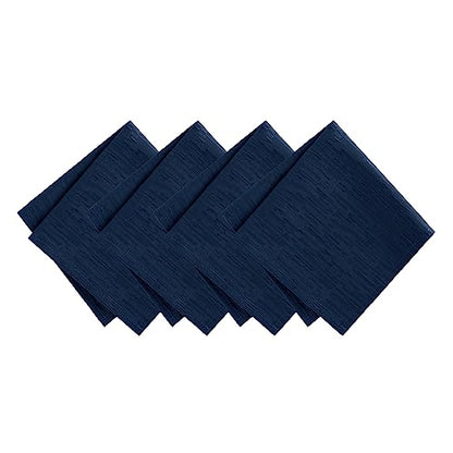 Elrene Home Fashions Continental Solid Texture Water and Stain Resistant Fabric Dining Napkins, Set of 4, 17"x17", Navy - color: Navy, size: 17" x 17" (Set of 4)