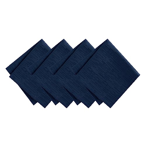 Elrene Home Fashions Continental Solid Texture Water and Stain Resistant Fabric Dining Napkins, Set of 4, 17"x17", Navy - color: Navy, size: 17" x 17" (Set of 4)