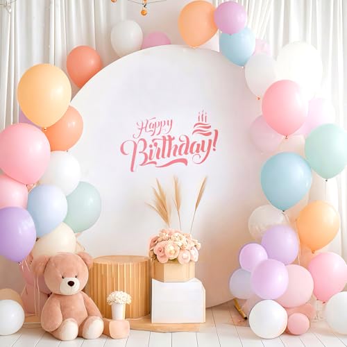 7.2 FT White Round Backdrop Cover, Double-Sided Circle Fabric Photo Background with Zipper for Photography Party Birthday Wedding Baby Shower Home Decorations (Elastic) - size: 7.2FT