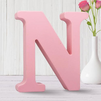 AOCEAN 6 Inch Pink Wood Letters Unfinished Wooden Letters for Wall MAGA Decorative Standing Letters Slices Sign Board for Crafts Christmas Decoration Home Party Projects (N) - style: N