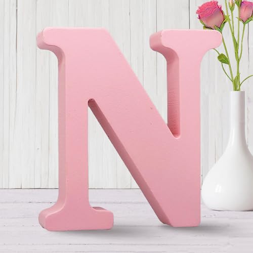 AOCEAN 6 Inch Pink Wood Letters Unfinished Wooden Letters for Wall MAGA Decorative Standing Letters Slices Sign Board for Crafts Christmas Decoration Home Party Projects (N) - style: N