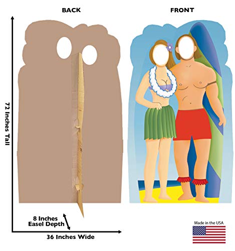 Cardboard People Surfer Couple Holding Surfboard Stand-in Life Size Cardboard Cutout Standup - color: Surfer Couple Surfboard