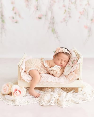 Newborn Photography Props Bed Prop White – Mini Wooden Baby Photography Bed for Newborn Photoshoots, Clean Classic Posing Prop for Studio or Home Sessions - size: Mini Bed White