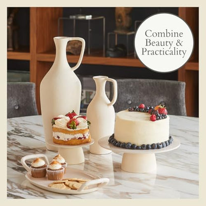 CG Hunter 7-Inch Cake Pedestal Stand, Elegant Creme Aluminum Dessert Stand, Perfect for Wedding Cakes & Birthday Celebrations, Ideal for Parties & Special Events, Home Decor, Kitchen Accents & Serving