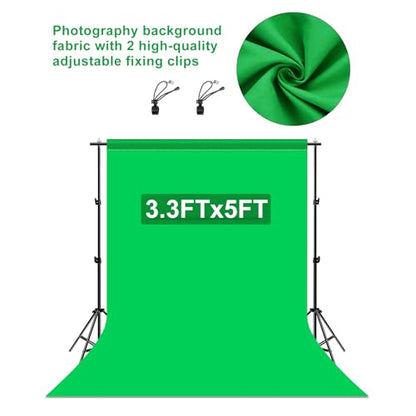 PULUZ Green Screen Backdrop with 2 Fixing Clip, 3.3 x 5 Ft Photography Chroma Key Greenscreen Background for Streaming Zoom, Live Streaming, Photo Video Studio - size: 3.3 x 5 Ft