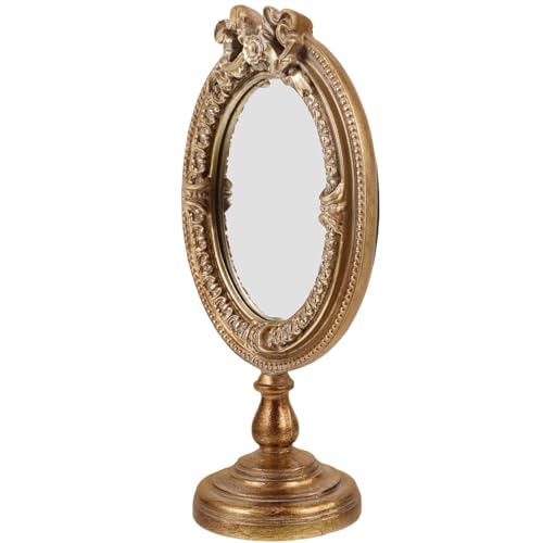 FOMIYES Vintage Style Handle Mirror Props Desk Vanity Mirror European Aesthetic Decor Makeup Large Table Top