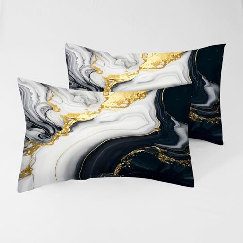 Black Gold Marble Sheets Sets Twin Size Elegant Marbling Fitted Sheet Set 3D Marble Bed Sheet for Kids Teens Adults Modern Bedspread 1 Fitted Sheet+1 Flat Sheet+1 Pillowcase - color: 3d Marble, size: Twin