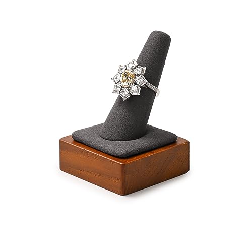 Single Finger Solid Wood Ring Display Stand Jewelry Showcase Display Holder for Ring(Grey) - color: Grey