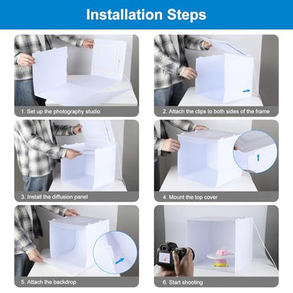 Portable Photo Studio Light Box, Photo Light Box, 16"x16"x16" Professional Dimmable Shooting Tent Kit with CRI >97 150 LED Lights 5700k 3600lm 4 Backdrops for Small Product Photography - size: 16*16*16 inch