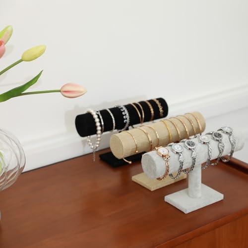 Jewelry Bracelet Storage Display Chain Watch T-Bar Rack Organizer Hard Stand Holder Jewelry Display Bracelet Display Velvet Grey Clour