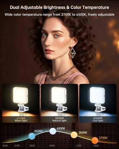 Portable Selfie Light for iPhone: Rechargeable Phone Fill Lights, Ring Light for Camera Picture, Makeup Photo, Video Conferences, Laptop Use, Zoom Meetings, TikTok, Vlog Photography - color: WHITE