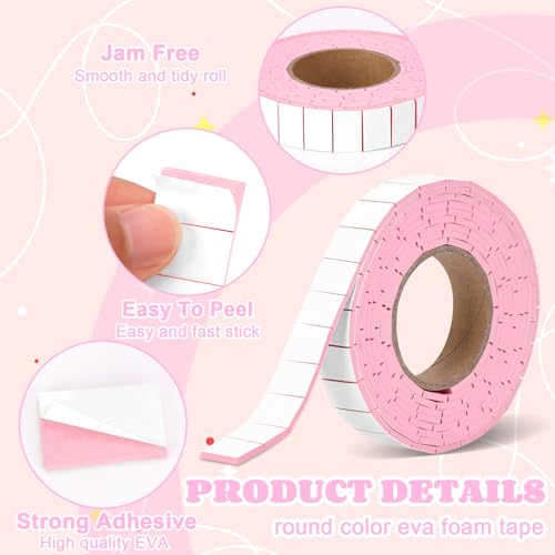 168 Pcs Foam Tape Craft Double Sided Precut 3/4 X 1/2 Inch 3D Adhesive Foam Squares Self Adhesive Dots Pink for Halloween Christmas DIY Crafts Art Sewing Supplies (1 Tape, Pink) - color: Pink, style: 1 Tape