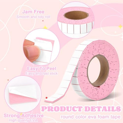 168 Pcs Foam Tape Craft Double Sided Precut 3/4 X 1/2 Inch 3D Adhesive Foam Squares Self Adhesive Dots Pink for Halloween Christmas DIY Crafts Art Sewing Supplies (1 Tape, Pink) - color: Pink, style: 1 Tape