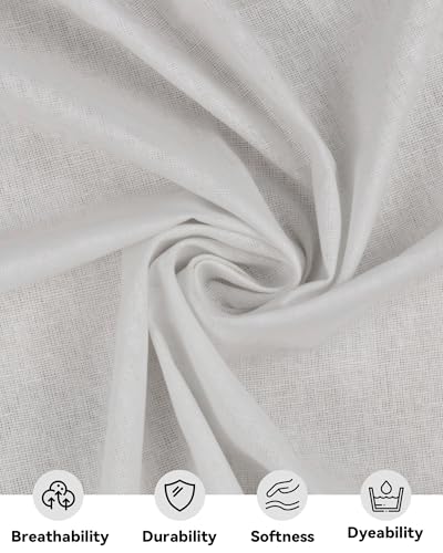 HOTGODEN Light Weight 100% Cotton Muslin Fabric: 59 inch x 2,5,10 Yards Bleached Muslin Linen Fabric Material for Sewing Material Apparel Cloth - color: Bleached, size: 10 YARDS