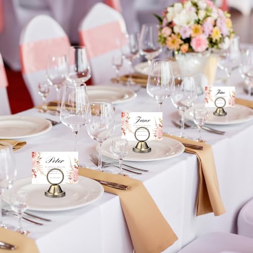 Fulmoon 24 Pcs Mini Table Number Holders Place Card Holders 1.5 Inch Steel Table Sign Stands for Wedding Graduation Reception Restaurant Home Photo Picture Office Memo(Bronze) - color: Bronze