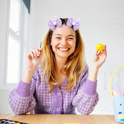 2PC Easter Bunny Ears Hair Bow Clips Rabbit Hair Accessories Spring Party Supplies Purple - color: Purple