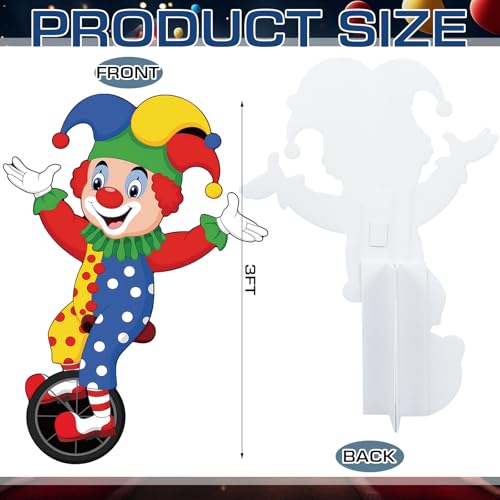 Colingmill Carnival Circus Party Decoration 3ft Circus Theme Birthday Party Supplies Clown Cardboard Cutout Standup Photo Booth Backdrop Props Life Size for Birthday Carnival Game Weddings Events - style: Clown