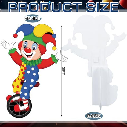 Colingmill Carnival Circus Party Decoration 3ft Circus Theme Birthday Party Supplies Clown Cardboard Cutout Standup Photo Booth Backdrop Props Life Size for Birthday Carnival Game Weddings Events - style: Clown