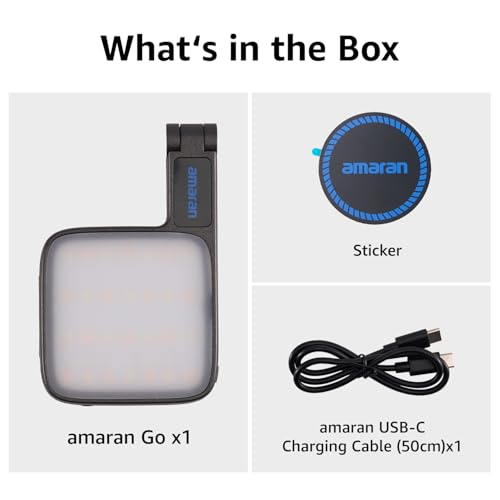 amaran Go Compatible with MagSafe Mini Phone Light,Rechargeable Portable Mirror LED Phone Light for Selfie,Makeup,Video Conference,TikTok,Compatible with iPhone&Android (Charcoal)