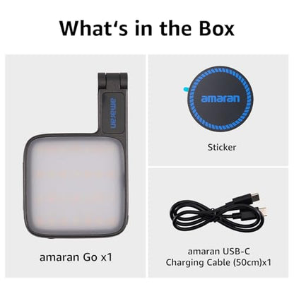 amaran Go Compatible with MagSafe Mini Phone Light,Rechargeable Portable Mirror LED Phone Light for Selfie,Makeup,Video Conference,TikTok,Compatible with iPhone&Android (Charcoal)