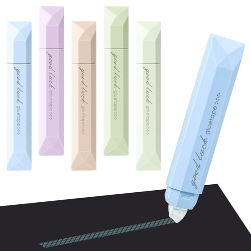 Temiary 5-Pack Multicolor Double Sided Tape Roller Pen, Scrapbooking Adhesive Glue Tape Pens Runner, Multipurpose for Scrapbook Craft Gift Wrapping, Photo Mounting School Office Supplies