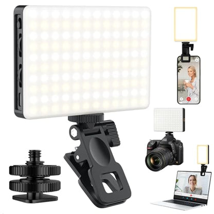 120 LED Selfie Light for iPhone, Portable Phone Light with Clip & Camera Tripod Adapter - 5000mAh Rechargeable, 3 Lighting Modes, CRI 97+ for Video Recording, TikTok, Tripod Mount Rings
