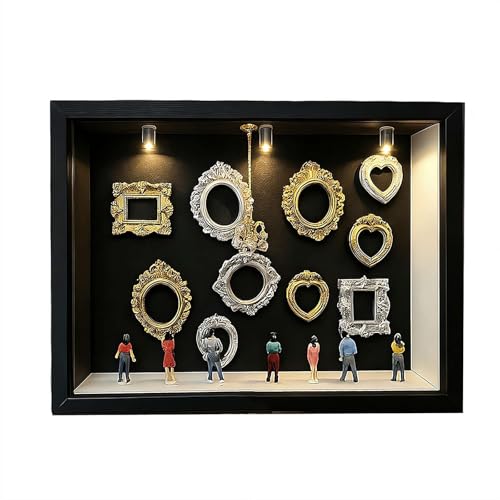 DIY Silhouette Shadow Box Frame Kit, Mini Museum Silhouette Box with Gold Miniature Museum & Figurines, Unique Memories in Style for Anniversary, Wedding, Birthday, Valentine's Day & Home Decor - color: Black, size: Black Board