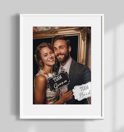 Wedding Photobooth Props Kit, Engagement Photo Booth Accessories with Wooden Dowels for Bridal Shower Wedding Favour Party Decorations Funny Selfie Props (Black) - color: Black